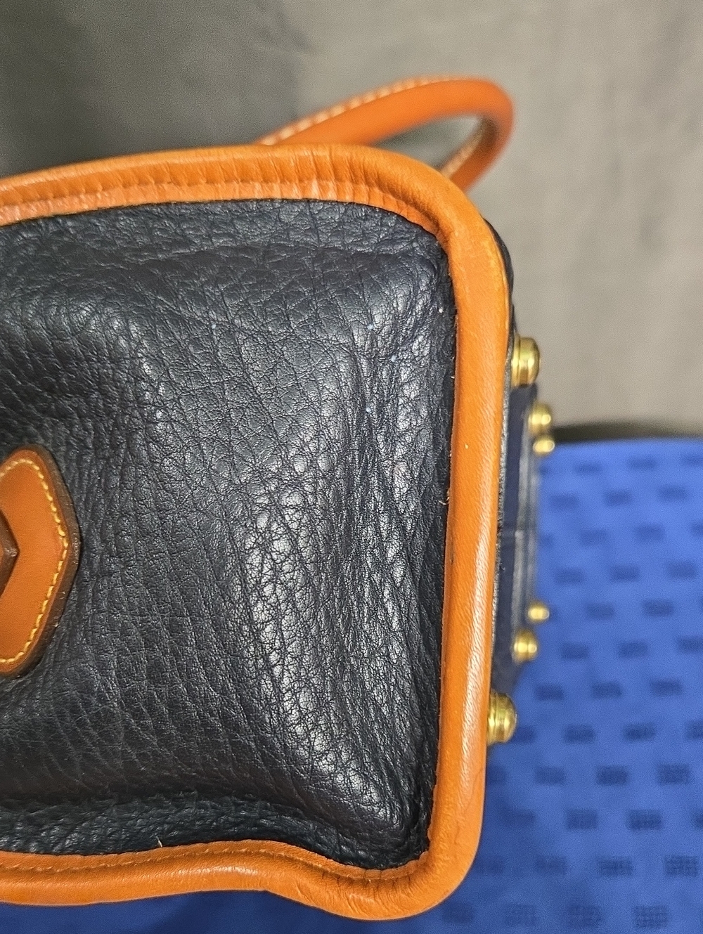 Dooney & Bourke Black and Tan Pebbled Leather Satchel - Picture 15 of 16